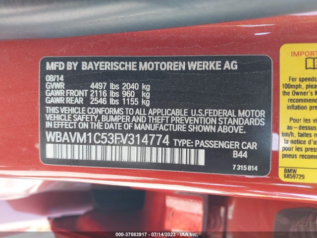BMW X1 Sdrive28i 2015 WBAVM1C53FV314774 Image 9