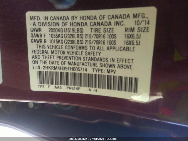 Honda CR-V LX 2015 2HKRM4H39FH605714 Image 15
