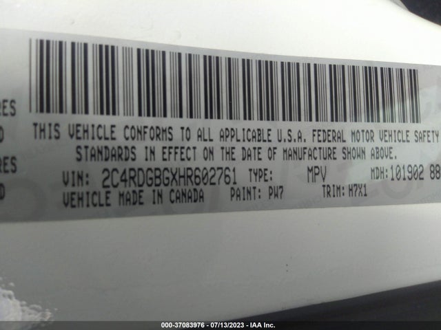 Dodge Grand Caravan Se 2017 2C4RDGBGXHR602761 Image 9