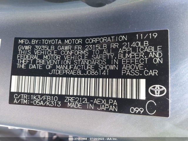 Toyota COROLLA LE 2020 JTDEPRAE8LJ086141 Image 15