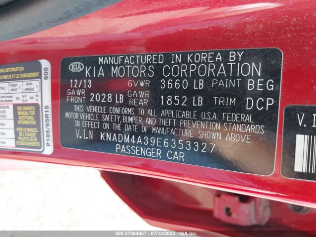 KNADM4A39E6353327 KIA RIO LX