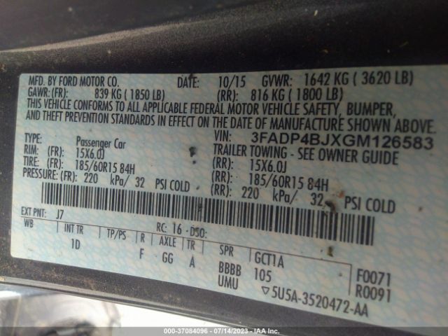 3FADP4BJXGM126583 Ford FIESTA SE