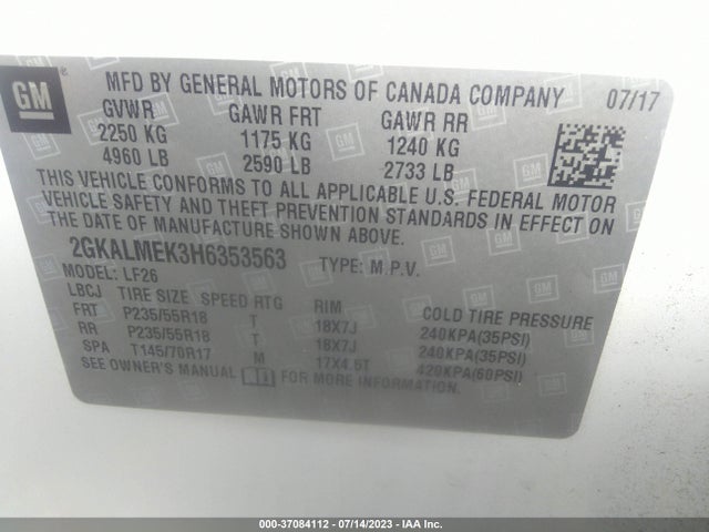 GMC Terrain Sle 2017 2GKALMEK3H6353563 Image 9