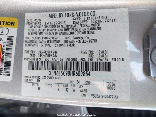 3LN6L5C98HR609854 Lincoln MKZ SELECT
