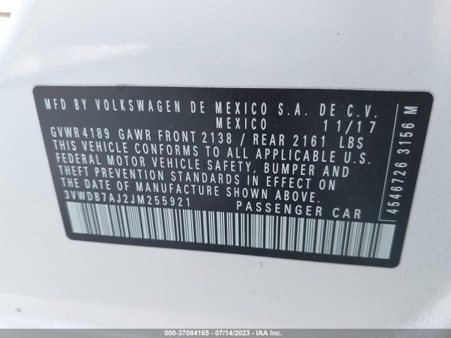 3VWDB7AJ2JM255921 Volkswagen Jetta 1.4t