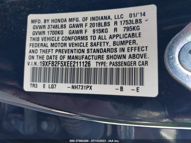 2014 HONDA CIVIC SEDAN LX VIN: 19XFB2F5XEE211126