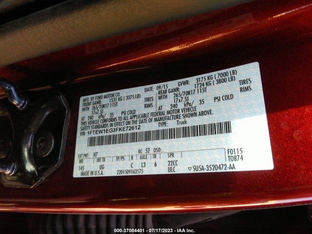 Ford F-150 Xlt 2015 1FTEW1EG3FKE72612 Image 9