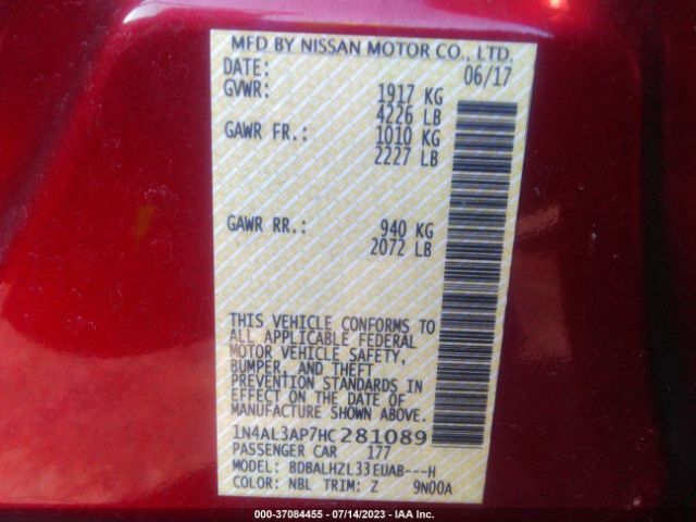 1N4AL3AP7HC281089 Nissan Altima 2.5 Sr