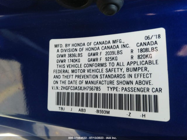 Honda CIVIC SI COUPE 2018 2HGFC3A5XJH756785 Image 9