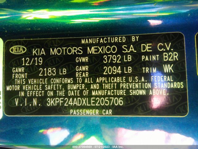 3KPF24ADXLE205706 KIA Forte Lxs