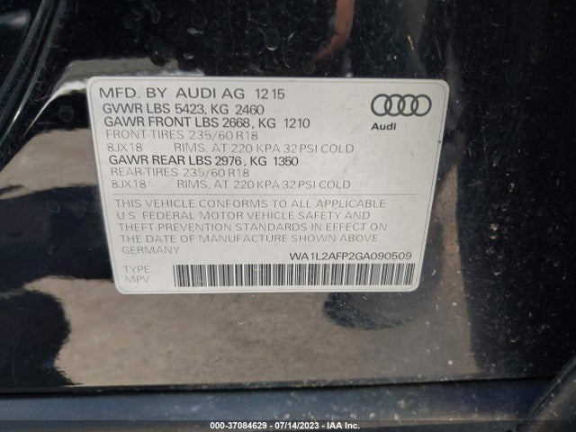 WA1L2AFP2GA090509 Audi Q5 2.0t Premium
