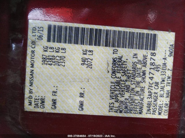 2015 NISSAN ALTIMA 3.5 VIN: 1N4BL3AP7FC471878