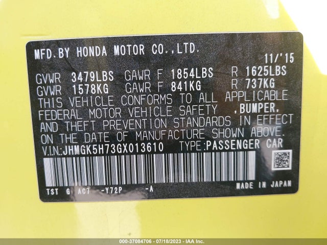 Honda FIT EX 2016 JHMGK5H73GX013610 Image 15