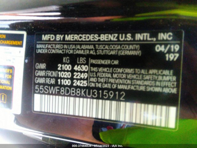 55SWF8DB8KU315912 Mercedes-Benz C-class C 300