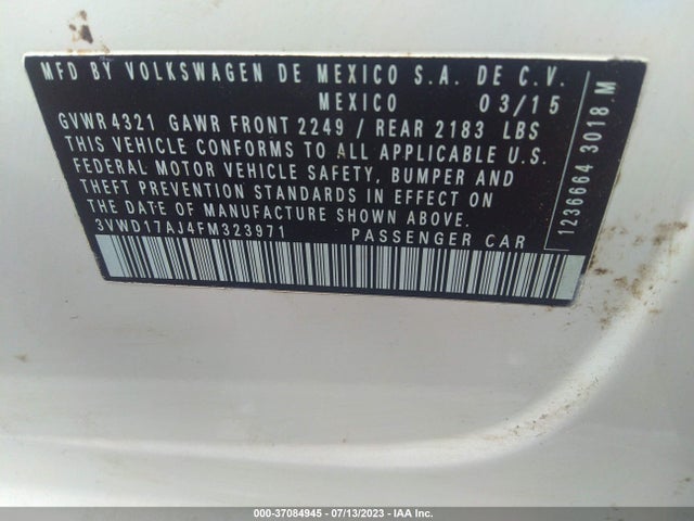 3VWD17AJ4FM323971 Volkswagen Jetta Sedan 1.8t Se W/connectivity
