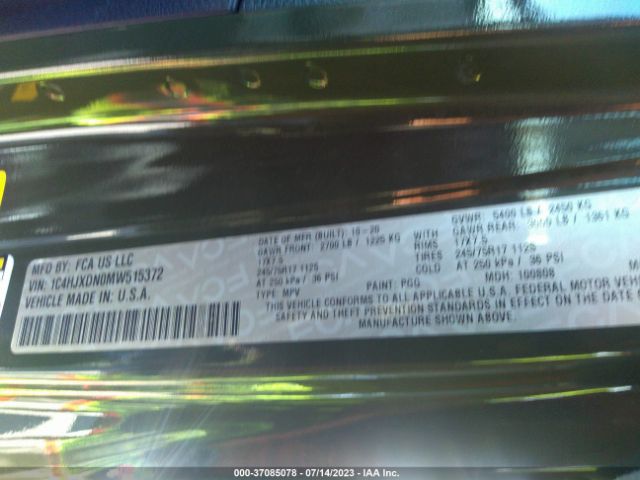 1C4HJXDN0MW515372 Jeep Wrangler Unlimited Sport S