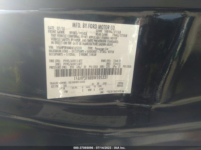 2011 FORD FOCUS SE VIN: 1FAHP3FN8BW105331
