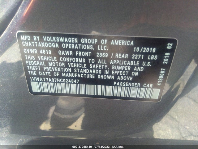 1VWAT7A37HC024347 Volkswagen Passat 1.8t S