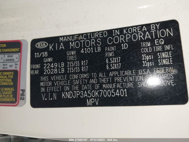 KNDJP3A50K7005401 KIA SOUL +