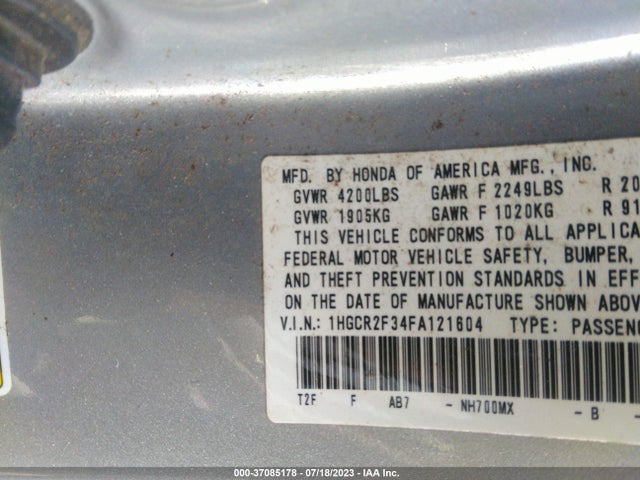Honda Accord Sedan Lx 2015 1HGCR2F34FA121604 Image 9