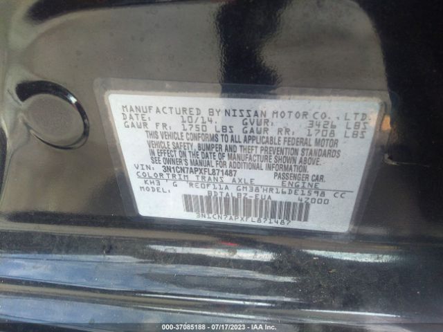 3N1CN7APXFL871487 Nissan VERSA SV