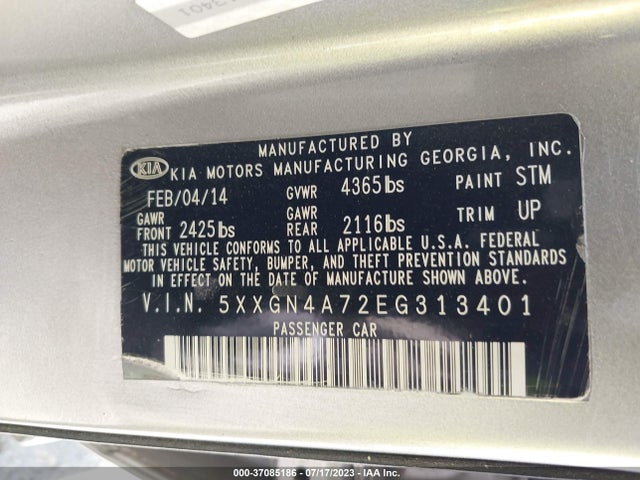 KIA OPTIMA EX 2014 5XXGN4A72EG313401 Image 10