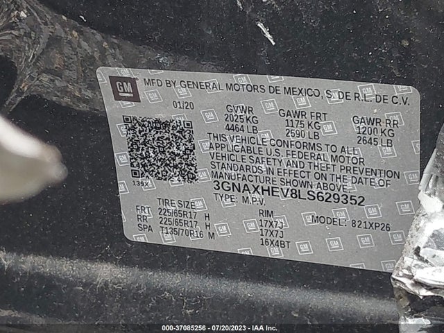 Chevrolet EQUINOX LS 2020 3GNAXHEV8LS629352 Image 9