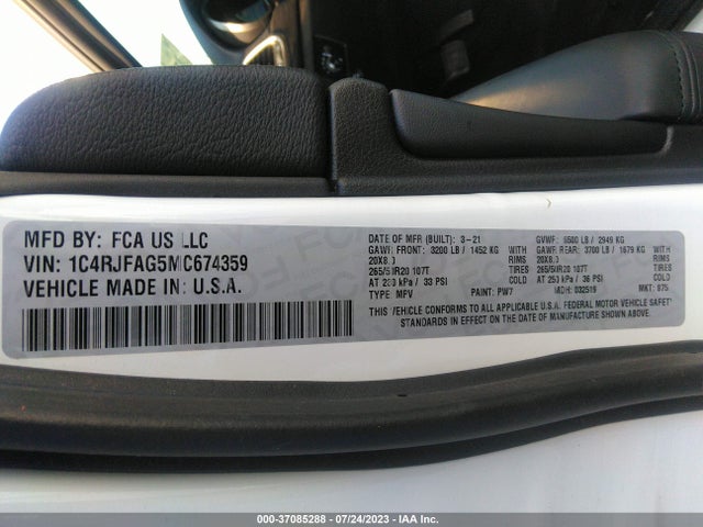 1C4RJFAG5MC674359 Jeep Grand Cherokee Laredo X