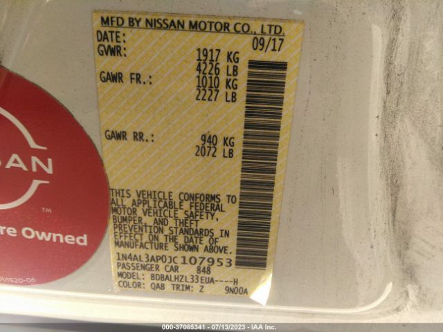 1N4AL3AP0JC107953 Nissan Altima 2.5 Sr