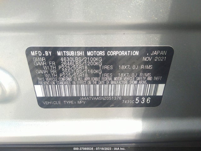 JA4ATVAA5NZ051376 Mitsubishi Eclipse Cross Le