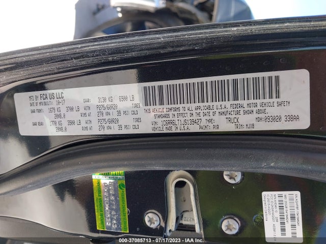 2018 RAM 1500 HARVEST VIN: 1C6RR6LT1JS139427