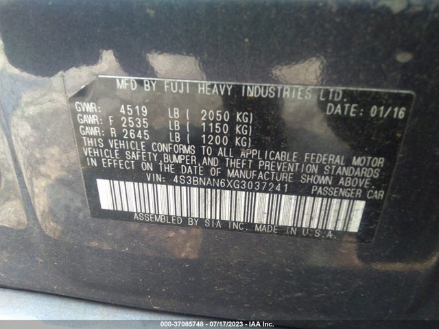 4S3BNAN6XG3037241 Subaru Legacy 2.5i Limited