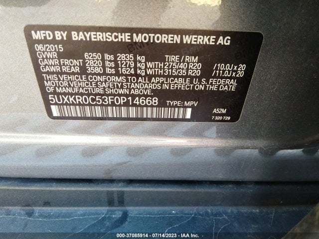 5UXKR0C53F0P14668 BMW X5 Xdrive35i
