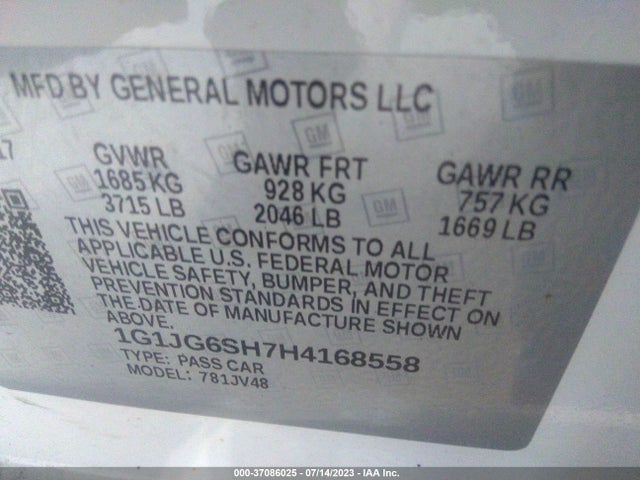 Chevrolet SONIC LT 2017 1G1JG6SH7H4168558 Image 9