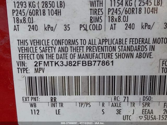 2FMTK3J82FBB77861 Ford EDGE SEL