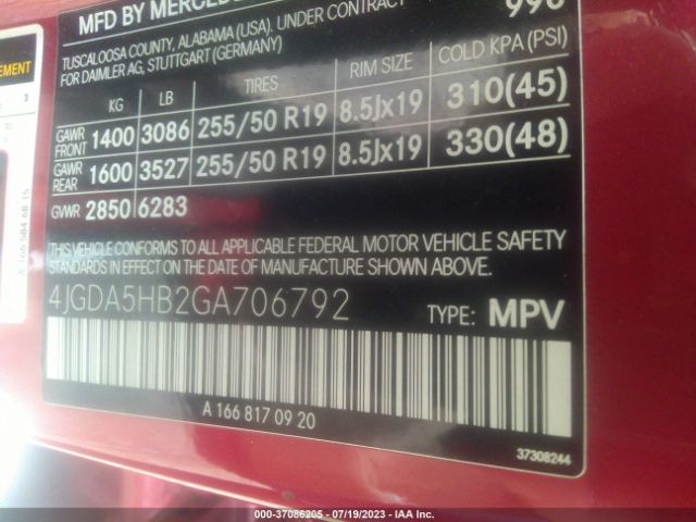 4JGDA5HB2GA706792 Mercedes-Benz Gle Gle 350