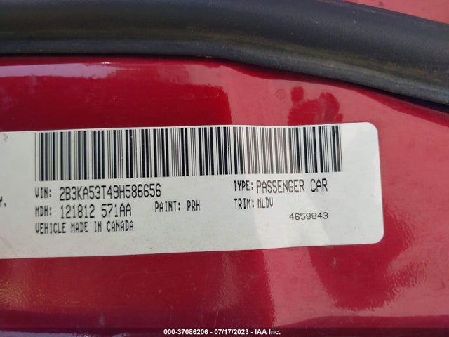 2009 DODGE CHARGER R/T VIN: 2B3KA53T49H586656