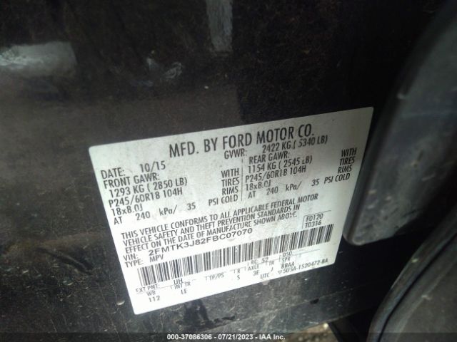 2FMTK3J82FBC07070 Ford EDGE SEL
