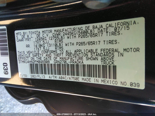 Toyota Tacoma Prerunner 2015 3TMKU4HN2FM046908 Image 16