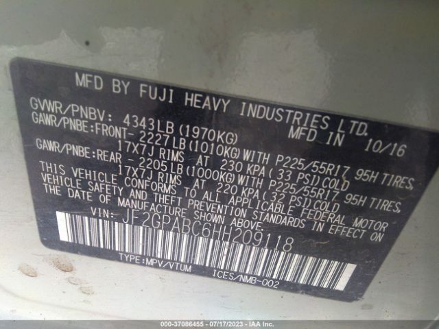 JF2GPABC6HH209118 Subaru Crosstrek Premium