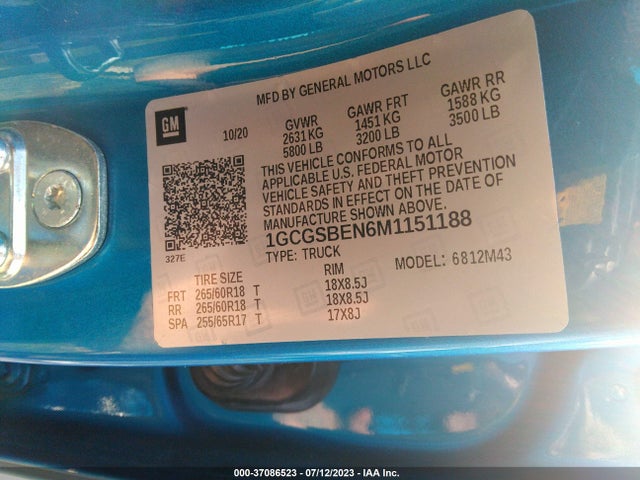 Chevrolet Colorado 2wd Work Truck 2021 1GCGSBEN6M1151188 Image 9
