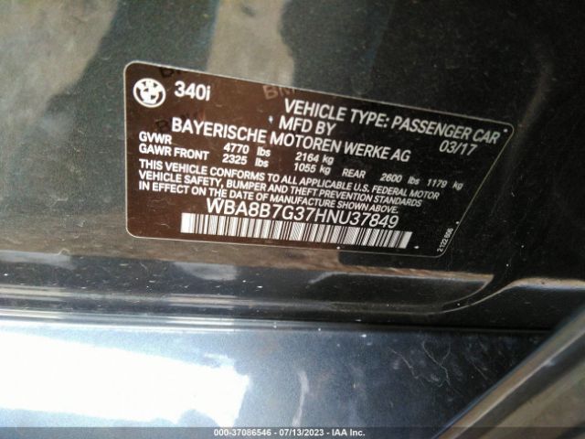 WBA8B7G37HNU37849 BMW 3 Series 340i Xdrive