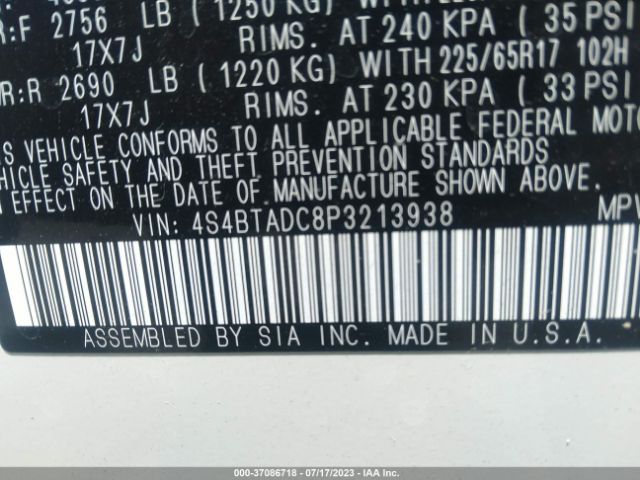 4S4BTADC8P3213938 Subaru Outback Premium