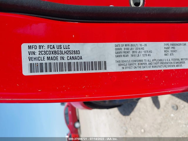 Dodge Charger Sxt 2020 2C3CDXBG3LH252883 Image 9