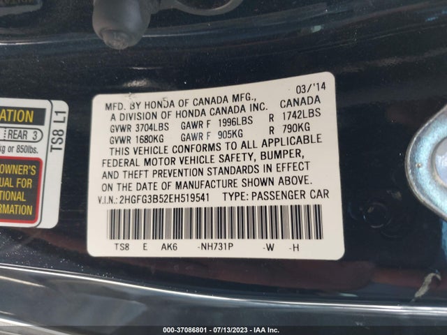 Honda Civic Coupe Lx 2014 2HGFG3B52EH519541 Image 10