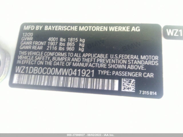 2021 Toyota Supra, VIN: WZ1DB0C00MW041921