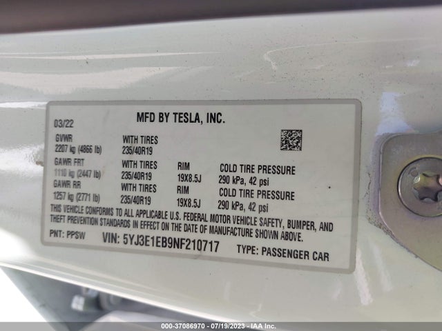 Tesla Model 3 Long Range 2022 5YJ3E1EB9NF210717 Image 16