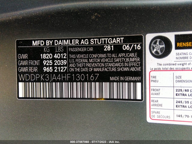 2017 Mercedes-Benz SLK-Class, VIN: WDDPK3JA4HF130167