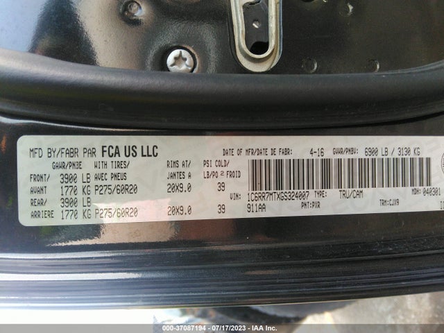 1C6RR7MTXGS324007 RAM 1500 Sport