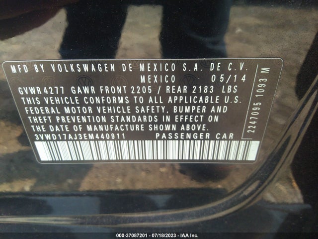 3VWD17AJ3EM440911 Volkswagen Jetta Sedan Se